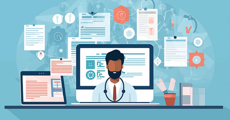 Visual representation of automated patient intake using smart technology.